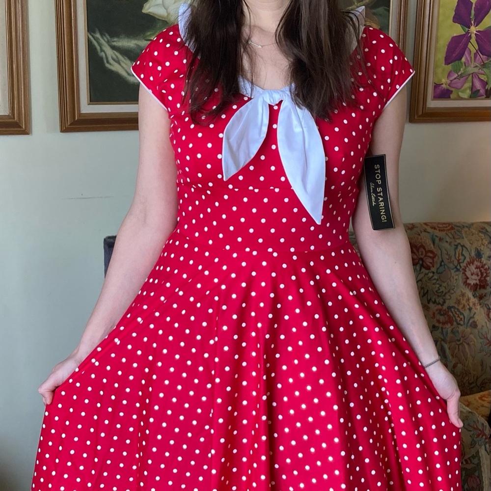 NWT Stop Staring Red polka dots dress
